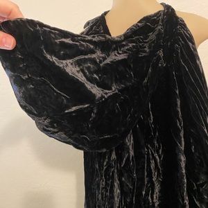 Long black velvet cloak with hood